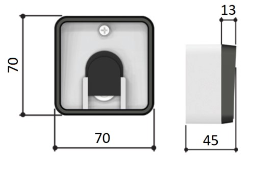 Размеры накладного ключа-выключателя CAME SET-J с защитной цилиндра